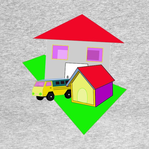 truck, dog house and flat by momomoma